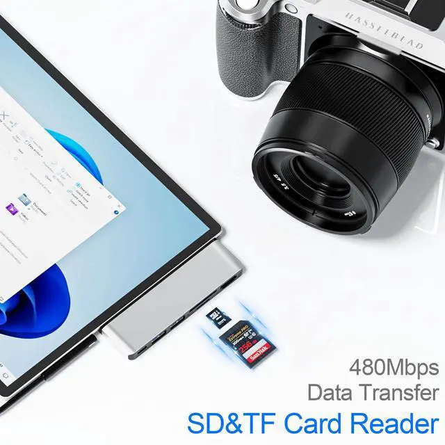 Alt view image 5 of 6 - Surface Pro 7 Docking Station, 6-in-2 Hub with 4K HDMI, USB-C Audio & Data, 2 USB 3.0, TF/SD Card Slot, For Surface Pro 7
