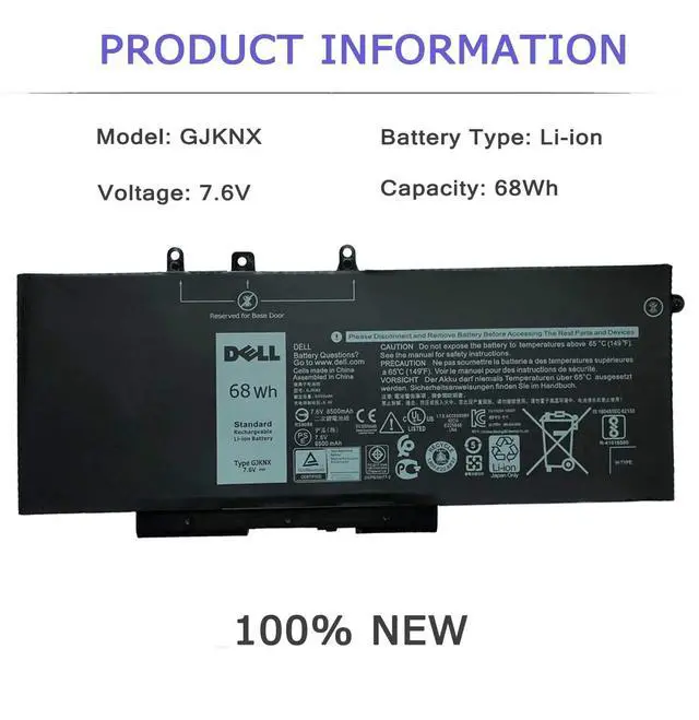 Alt view image 2 of 7 - DELL GJKNX DY9NT Battery for Dell Latitude 5480 5580 5280 5288 5488 5590 5591 5490 5491 5495 E5480 E5580 E5590 Precision 15 3520 3530 GJKNX GD1JP 0GD1JP DY9NT 0DY9NT 5YHR4 451-BBZG FPT1C KCM82 MT31P
