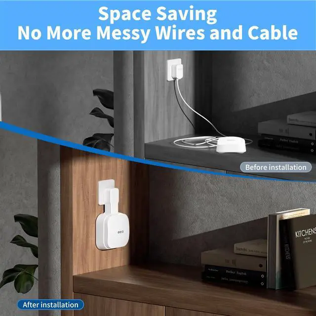 Alt view image 3 of 7 - Outlet Wall Mount Holder Compatible with eero Pro 6e/Pro 6 Mesh Wi-Fi System, Built-in Cable Management No Messy Wires, Space-Saving(1 Pack)