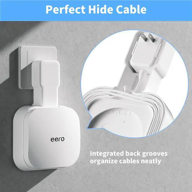 Alt view image 5 of 7 - Outlet Wall Mount Holder Compatible with eero Pro 6e/Pro 6 Mesh Wi-Fi System, Built-in Cable Management No Messy Wires, Space-Saving(1 Pack)