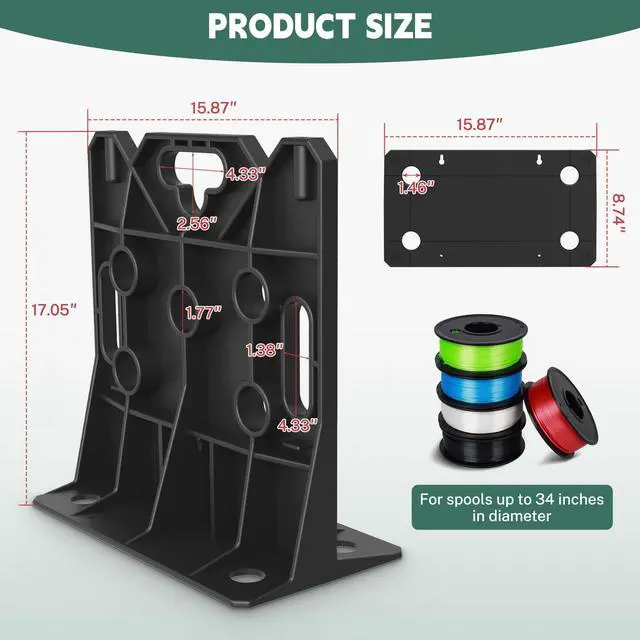 Alt view image 7 of 7 - Wire Spool Rack, Electrical Wire Dispenser, Cable Management Rack | 1 Pair Multi Purpose Wire Dispenser for Organizing Cables 34" Diameter 17" Tall 15.87" Wide 330 Pound Weight Capacity Black