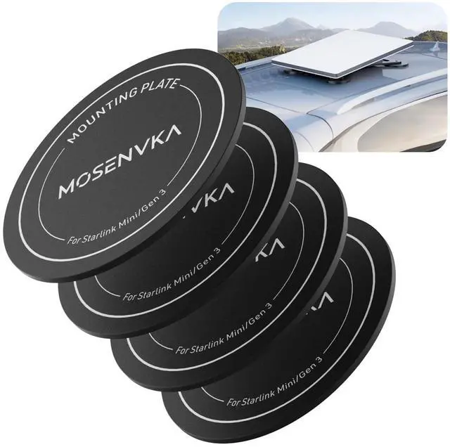 Main image of 4PCS Adhesive Metal Plates Discs for Starlink Mini/Gen 3 Magnetic Mount | for Satellite Dish Magnetic Mount Base, Starlink Mounting Accessory for Car, Truck, SUV, RV, Fiberglass & Aluminum Roofs
