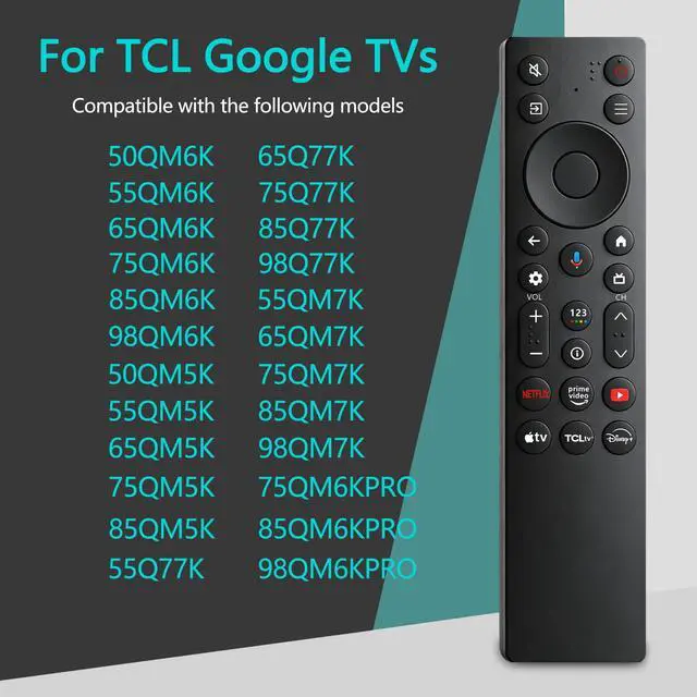 Alt view image 5 of 7 - RC923A FMB1 Voice Remote Control Replacement Compatible with TCL 2025 4K OLED Smart TV Models 50QM6K 55QM6K 55QM7K 65QM6K 65QM7K 75QM6K 75QM7K 85QM6K 85QM7K 98QM6K 98QM7K