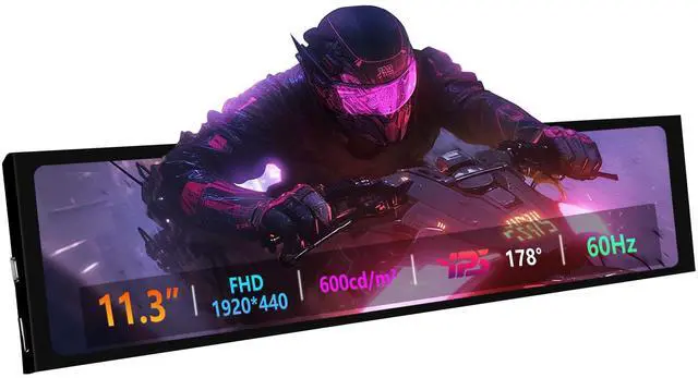 Main image of 11.3 Inch Mini Monitor - FHD IPS1920x440 LCD Display, Computer Secondary Screen, CPU GPU Temp Monitors with Casing for Windows macOS Aida64 Monitor