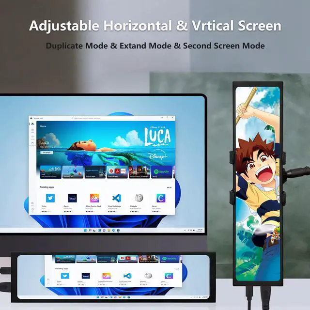 Alt view image 3 of 7 - 11.3 Inch Mini Monitor - FHD IPS1920x440 LCD Display, Computer Secondary Screen, CPU GPU Temp Monitors with Casing for Windows macOS Aida64 Monitor