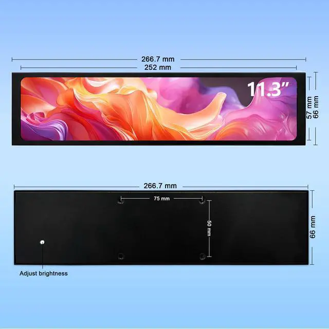 Alt view image 6 of 7 - 11.3 Inch Mini Monitor - FHD IPS1920x440 LCD Display, Computer Secondary Screen, CPU GPU Temp Monitors with Casing for Windows macOS Aida64 Monitor