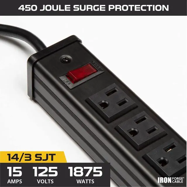 Alt view image 4 of 6 - 16 Outlet Metal Surge Protector Power Strip, 9 Ft | 16 Grounded Outlets, Metal Housing - For Home, Office & Workshop