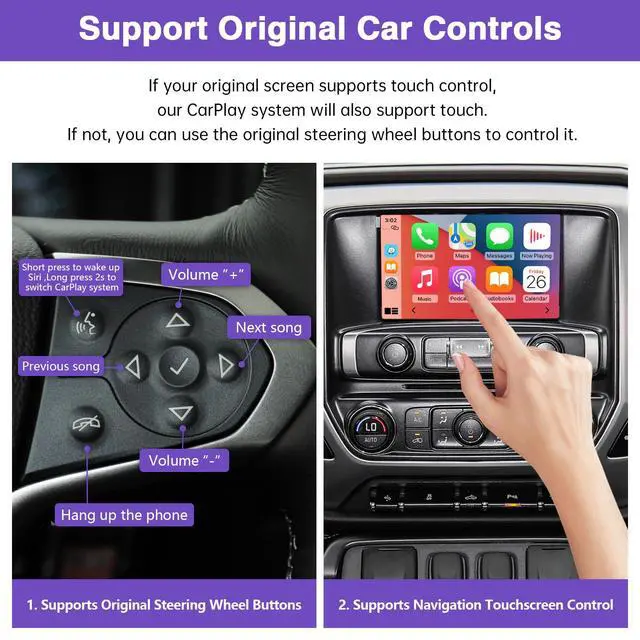 Alt view image 4 of 7 - 2026 Wireless CarPlay Retrofit Kit for Cadillac, Buick, Chevrolet and GMC | HMI 2.0 System 2014-2020 | Android Auto & Mirror Link & Reverse Camera | Original Car Function Retained