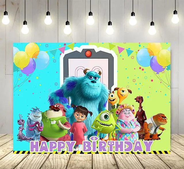 Main image of Cartoon Monster Inc Backdrop for Birthday Party Supplies 5x3ft Monster Inc and Boo Theme Baby Shower Banner for Birthday Party Cake Table Decoration