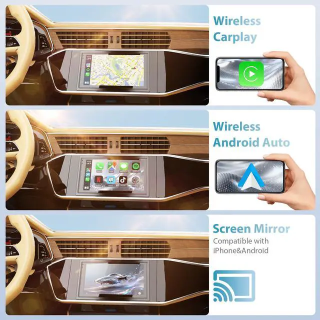 Alt view image 2 of 7 - 7" Upgrade Wireless Double Din Car Stereo with Carplay, Android Auto, Bluetooth5.0, RCA,HD Touchscreen Car Radio, Backup Camera, SWC, FM/AM,Audio Receiver|Double din Car Radio
