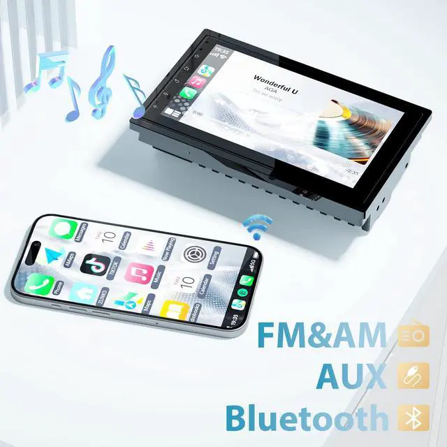 Alt view image 4 of 7 - 7" Upgrade Wireless Double Din Car Stereo with Carplay, Android Auto, Bluetooth5.0, RCA,HD Touchscreen Car Radio, Backup Camera, SWC, FM/AM,Audio Receiver|Double din Car Radio