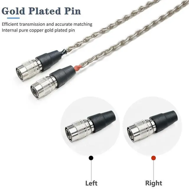 Alt view image 3 of 7 - 6N Single Crystal Silver Upgrade Headphone Cable for Dan Clark Audio AEON 2, AEON 2 Noire/Closed, Stealth, Expanse, E3, Noire X, Ether C Flow, Ether 2 (4.4mm Plug)