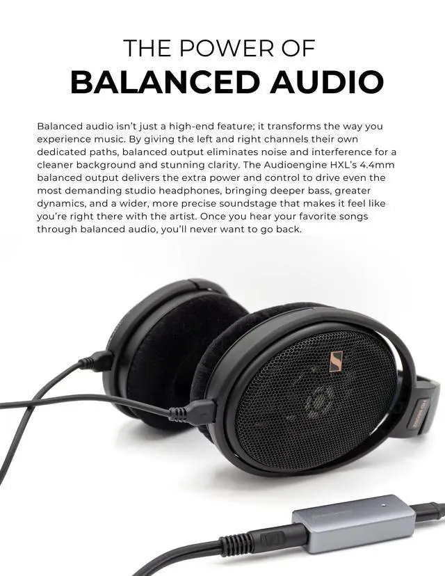 Alt view image 6 of 7 - HXL Balanced Portable DAC and Headphone Amplifier 4.4mm Balanced Output, 520mW Power, Hi-Res Audio for Audiophile Headphones | Balanced Output, 520mW Power, Hi-Res Audio for Audiophile Headphones