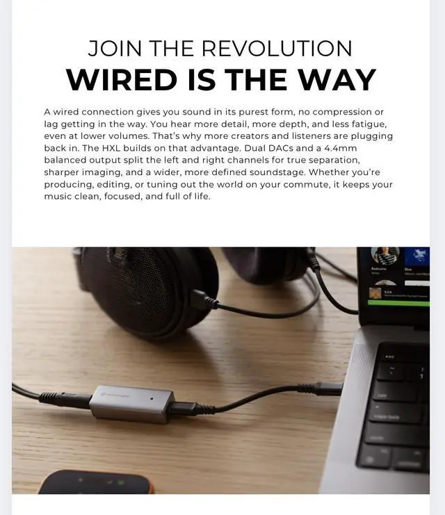 Alt view image 7 of 7 - HXL Balanced Portable DAC and Headphone Amplifier 4.4mm Balanced Output, 520mW Power, Hi-Res Audio for Audiophile Headphones | Balanced Output, 520mW Power, Hi-Res Audio for Audiophile Headphones