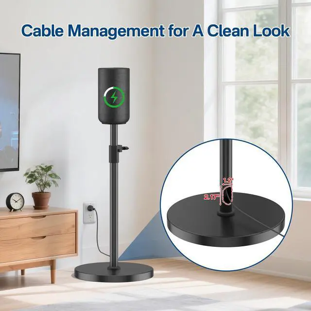 Alt view image 4 of 6 - Height Adjustable Floor Speaker Stands Pair for Sony SA-RS5 Speaker Stands - Heavy-Duty Surround Sound Speaker Stand for Sony SA-RS5 Wireless Rear Speaker Stands with Cable Management (Stand Only)