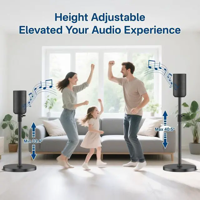 Alt view image 6 of 6 - Height Adjustable Floor Speaker Stands Pair for Sony SA-RS5 Speaker Stands - Heavy-Duty Surround Sound Speaker Stand for Sony SA-RS5 Wireless Rear Speaker Stands with Cable Management (Stand Only)