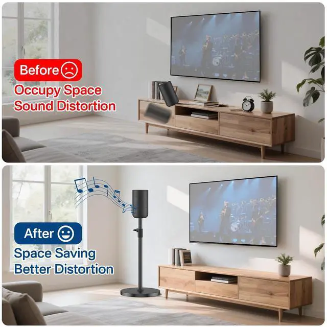 Alt view image 5 of 6 - Height Adjustable Floor Speaker Stands Pair for Sony SA-RS5 Speaker Stands - Heavy-Duty Surround Sound Speaker Stand for Sony SA-RS5 Wireless Rear Speaker Stands with Cable Management (Stand Only)