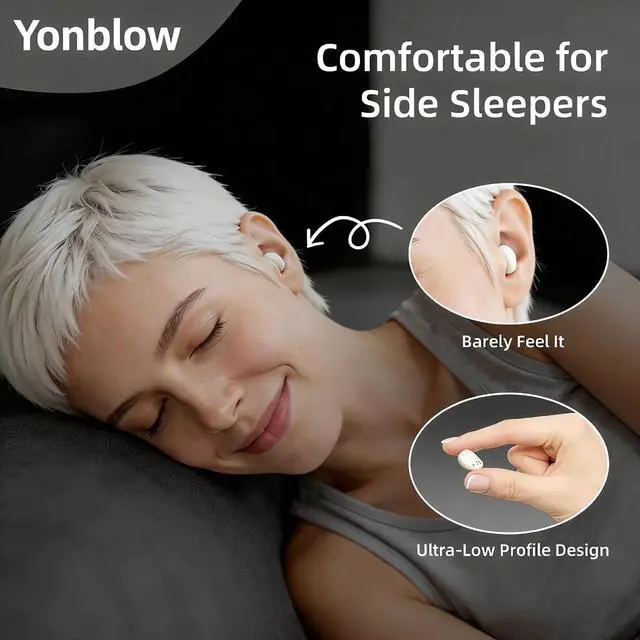 Alt view image 2 of 7 - Sleep Earbuds for Side Sleepers, Mini Invisible Wireless Bluetooth 5.4, Sleep Earbuds with LED Screen, Small Earbuds for Small Ears, Noise Canceling Discreet Earbuds for Sleeping, Work, White