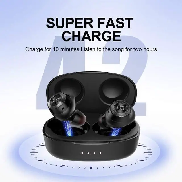 Alt view image 5 of 7 - Achieve 100 AirLinks Wireless Earbuds,Super Fast Charge,Bluetooth 5.0 in-Ear Stereo Headphones with USB-C Charging Case,Built-in Mic for Clear Calls,Water Resistant Design for Sports, Red