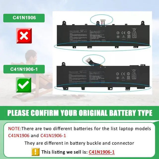 Alt view image 3 of 7 - C41N1906-1 Laptop Battery Replacement for ASUS TUF Gaming A15 FA506IV FA506QR A17 FA706IU F15 FX506 FX506LU FX506IV F17 FX706 FX706IU FX766IU ROG Zephyrus Duo 15 GX550 Series 15.4V 90Wh