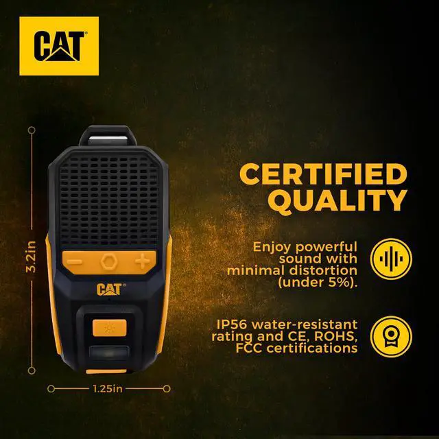Alt view image 6 of 6 - Wearable Bluetooth Speaker | Clip-On Speaker with Built-in Mic for Jobsite, Construction, Outdoor | Water-Resistant | Hands-Free Calls & Music