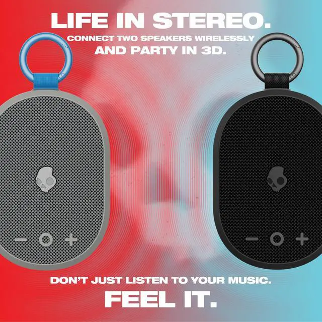 Alt view image 6 of 7 - Skullcandy Kilo Wireless Bluetooth Speaker - IPX7 Waterproof Mini Bluetooth Speaker with 24 Hour Battery, Downward Firing Passive Radiator, and True Wireless Pairing - Perfect for Outdoor (Grey)