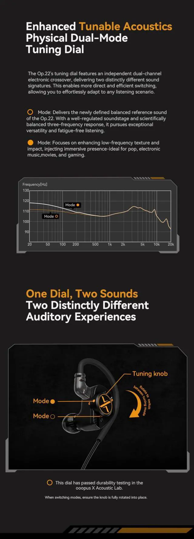 Alt view image 6 of 7 - ooopusX Op.22 Headphones Two Dynamic Two Balanced Armature Drivers in-Ear Monitors Adjustable Tuning Options (3.5mm Without mic)
