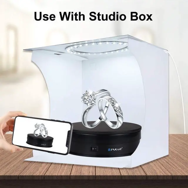 Alt view image 6 of 7 - 360 Degree Photography Turntable Rotating Display Stand, 5.7in(15cm) Diameter 360 Degree Turntable Display Stand for Photography Video Shooting Props Jewelry, Max Load 33Lb (Black)