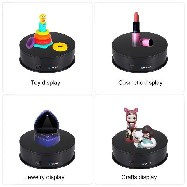 Alt view image 7 of 7 - 360 Degree Photography Turntable Rotating Display Stand, 5.7in(15cm) Diameter 360 Degree Turntable Display Stand for Photography Video Shooting Props Jewelry, Max Load 33Lb (Black)