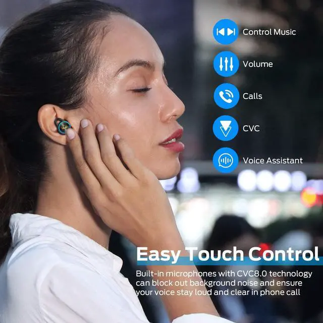 Alt view image 2 of 7 - Clarity 101Plus AirLinks Wireless Earbuds, Bluetooth 5.0 in-Ear Headphones with Charging Case, Stereo Earphones Deep Bass Sound, Built-in Mic, Clear Call, Water Resistant Design for Sports