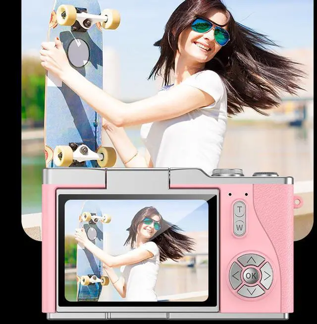 Alt view image 3 of 7 - Digital Camera, 1080P HD 48MP Digital Point & Shoot Camera with 2.4 Inch HD Flip Screen, Built in LED Fill Light, 8X Digital Zoom, for Teens Students (Rose)