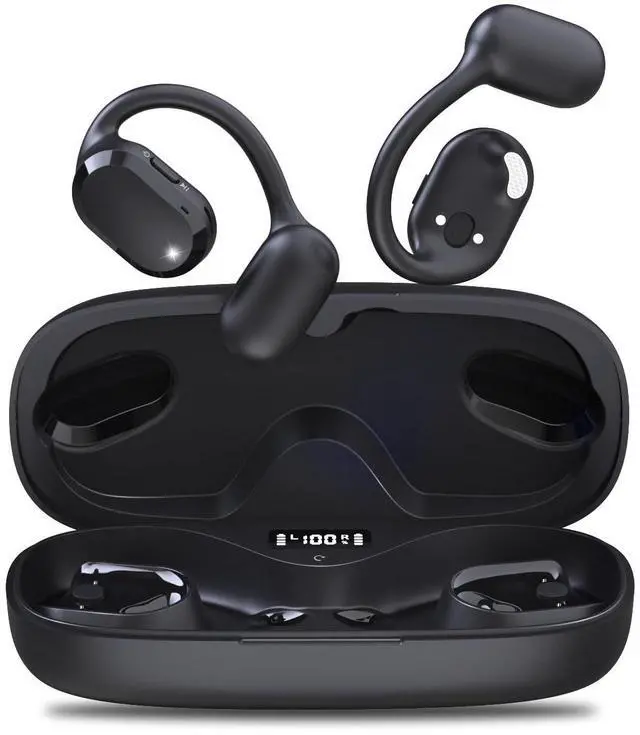Main image of Open Ear True Wireless Earbuds with Dual Mic for Calling | 10g Light & Comfort, Bluetooth 5.4 Headphones with Earhooks for Working Running Traveling, IP67 Waterproof, 40H Playtime