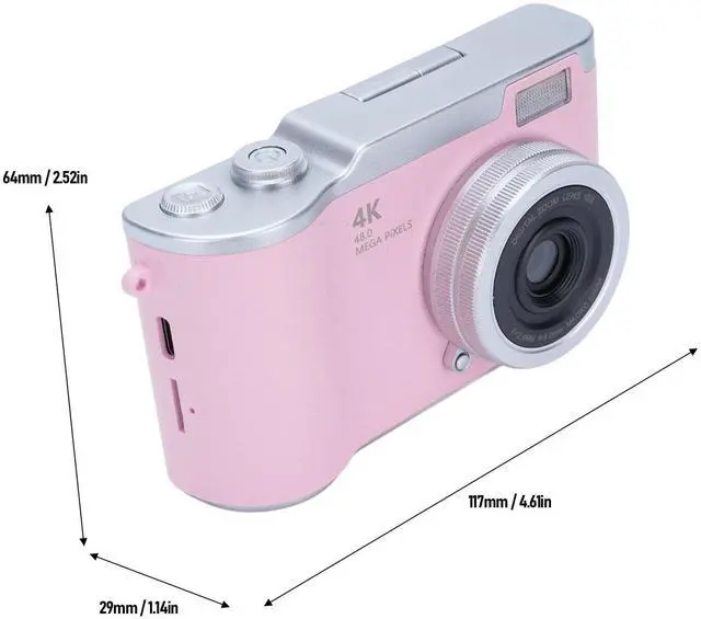 Alt view image 6 of 7 - Digital Camera, 1080P HD 48MP Digital Point & Shoot Camera with 2.4 Inch HD Flip Screen, Built in LED Fill Light, 8X Digital Zoom, for Teens Students (Rose)