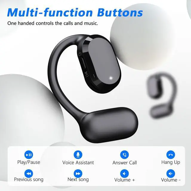 Alt view image 7 of 7 - Open Ear True Wireless Earbuds with Dual Mic for Calling | 10g Light & Comfort, Bluetooth 5.4 Headphones with Earhooks for Working Running Traveling, IP67 Waterproof, 40H Playtime