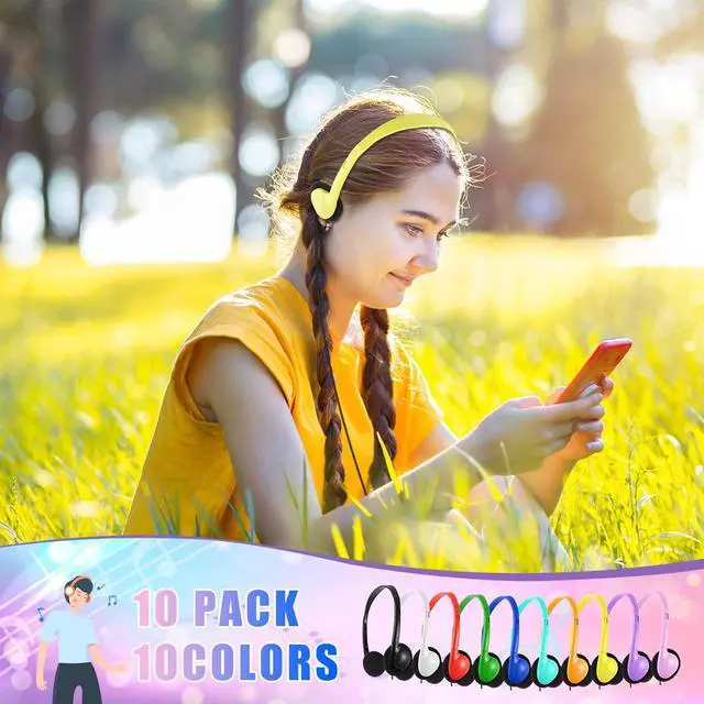 Alt view image 2 of 7 - Type C Kids Headphones Bulk 5 Pack for Classroom School Students, USB C Wired Headphones Class Set for Boys Girls Adults Tablet Smartphones(5 Mixed)