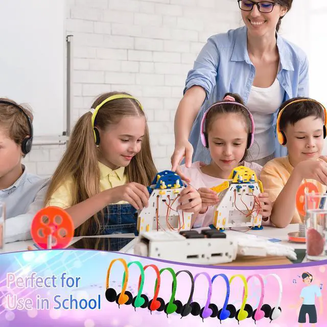 Alt view image 7 of 7 - Type C Kids Headphones Bulk 5 Pack for Classroom School Students, USB C Wired Headphones Class Set for Boys Girls Adults Tablet Smartphones(5 Mixed)