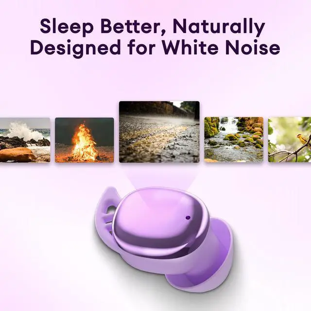 Alt view image 7 of 7 - Invisible Sleep Earbuds for Side Sleepers, Small Earbuds | Bluetooth 6.0 Sleep Headphones with Soft Silicone Tips, Mini Earbuds for Sleeping, Snoring Noise Isolation, S13 Purple