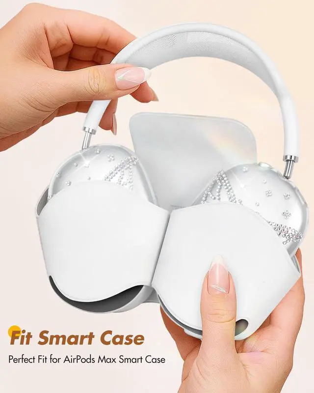 Alt view image 2 of 6 - for Airpods Max Headphone Case - Durable Soft TPU Protective Cover (Anti-Scratch,Anti-Fingerprint) for AirPods Max Cover,Clear Bling Headphones Case with Rhinestones for Women,Butterfly