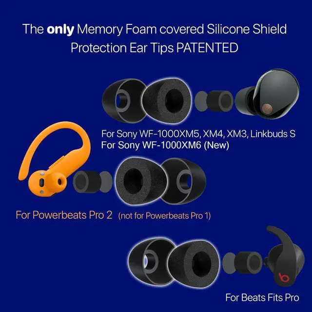 Alt view image 5 of 7 - AirFoams Pro Memory Foam Universal Ear Tips for Sony WF-1000XM6,5,4,3, Beats Fit Pro, Galaxy Buds2 Pro, Jabra & More - Anti Slip, All Day Comfort, Noise Cancelling (3 Pairs-S/M/L)