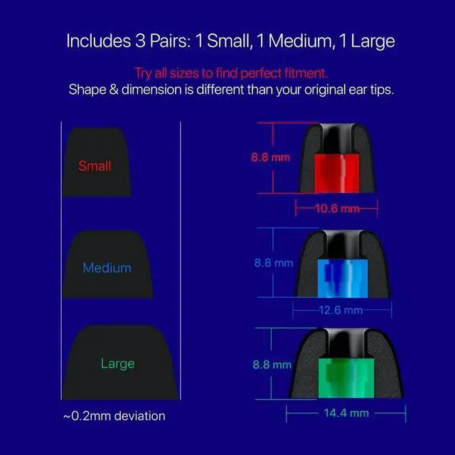 Alt view image 7 of 7 - AirFoams Pro Memory Foam Universal Ear Tips for Sony WF-1000XM6,5,4,3, Beats Fit Pro, Galaxy Buds2 Pro, Jabra & More - Anti Slip, All Day Comfort, Noise Cancelling (3 Pairs-S/M/L)