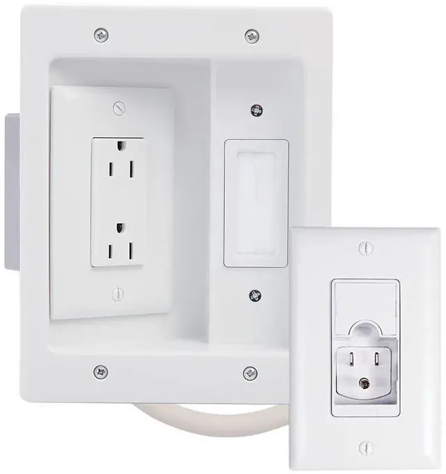 Main image of Legrand InWall Power & Cable Management Kit 12' Long Range Recessed TV Power Bridge and Cable Organizer Box for Wall Mounted TVs - White - HT22U2WHR12