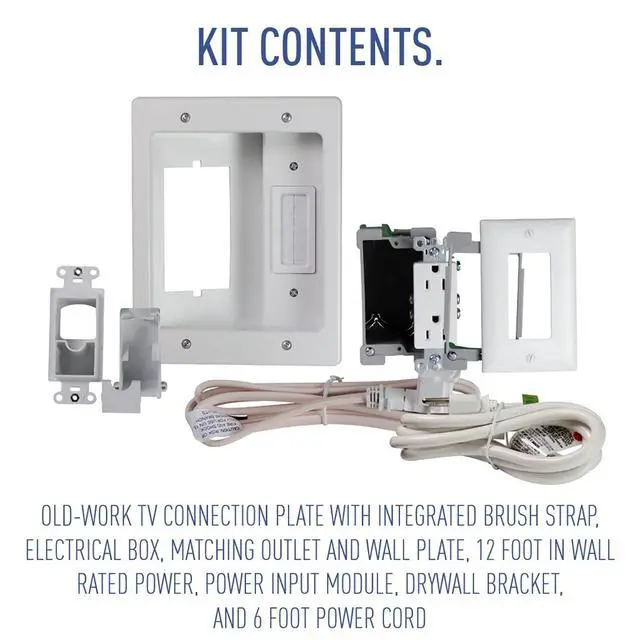 Alt view image 6 of 7 - Legrand InWall Power & Cable Management Kit 12' Long Range Recessed TV Power Bridge and Cable Organizer Box for Wall Mounted TVs - White - HT22U2WHR12