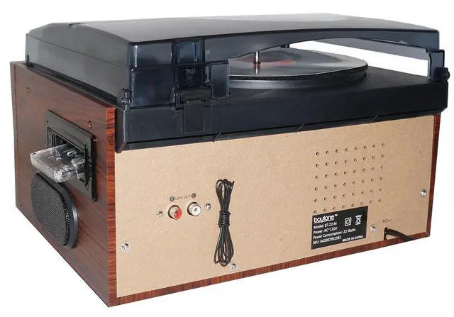 Alt view image 6 of 7 - BT-22M, Bluetooth Record Player Turntable, AM/FM Radio, Cassette, CD Player, 2 Built in Speaker, Ability to Convert Vinyl, Radio, Cassette, CD to MP3 Without a Computer, SD Slot, USB, AUX
