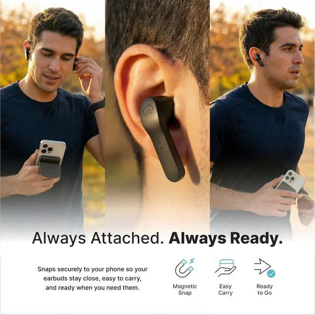 Alt view image 2 of 7 - MagSafe Compatible Earbuds, Never Lose Earbuds,50H Playtime, ANC/ENC | Wireless Magnetic Earbuds Attach to Phone, Anti-Loss, Find My, ANC Noise Cancelling, Kickstand, 0.47in Slim Case, IP54