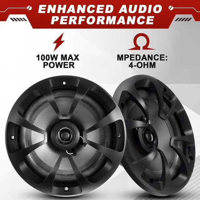 Alt view image 3 of 6 - 2 Pairs 2-Way Coaxial Car Audio Speakers Full Range Speakers with Powerful Sound and Easy Installation Enhanced Bass Response Black Car Loudspeaker (Round,6.5")