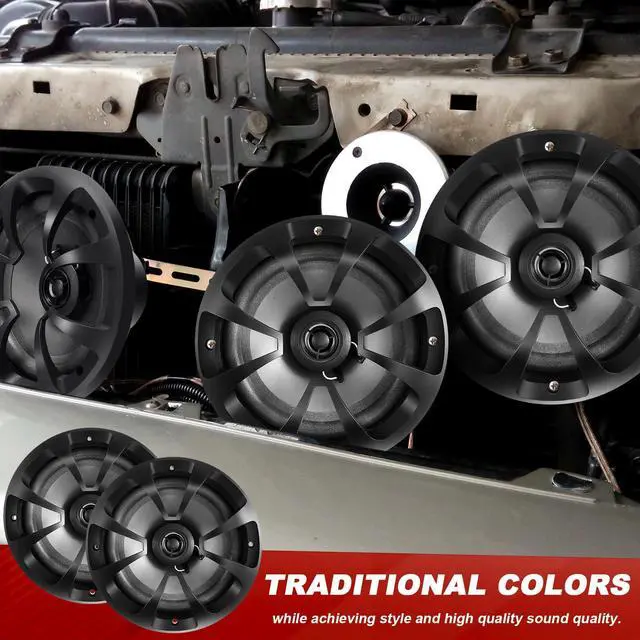Alt view image 6 of 6 - 2 Pairs 2-Way Coaxial Car Audio Speakers Full Range Speakers with Powerful Sound and Easy Installation Enhanced Bass Response Black Car Loudspeaker (Round,6.5")