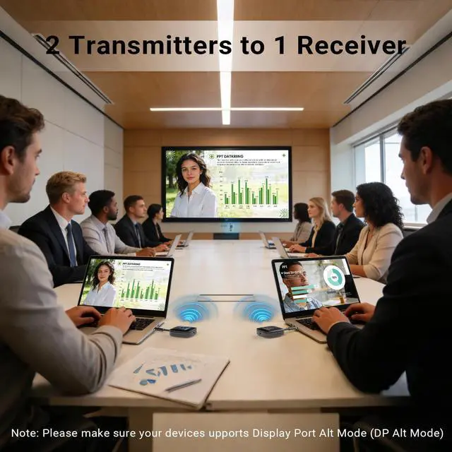 Alt view image 4 of 7 - Wireless HDMI Wireless HDMI Transmitter Dual Transmitter 1 Receiver, USB-C HDMI Adapter, Multi-Screen Extension 1080P 60Hz, 164FT/50m, 2.4G/5G WiFi, Plug & Play, for TV/Monitor/Laptop