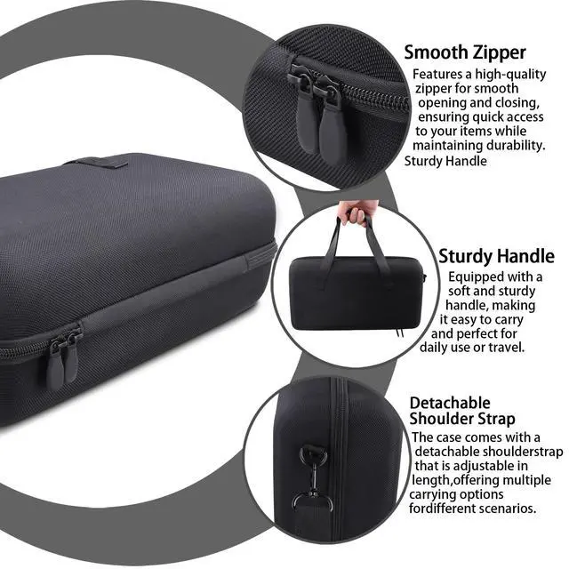 Alt view image 4 of 7 - Hard Case for Sony ULT Field 5 Portable Bluetooth Speaker, Black | Smooth Zipper, Soft Handle, Detachable Shoulder Strap, Flexible Carrying Options, Portable Design, Spacious Interior