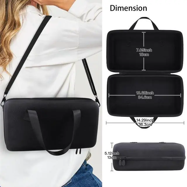 Alt view image 5 of 7 - Hard Case for Sony ULT Field 5 Portable Bluetooth Speaker, Black | Smooth Zipper, Soft Handle, Detachable Shoulder Strap, Flexible Carrying Options, Portable Design, Spacious Interior