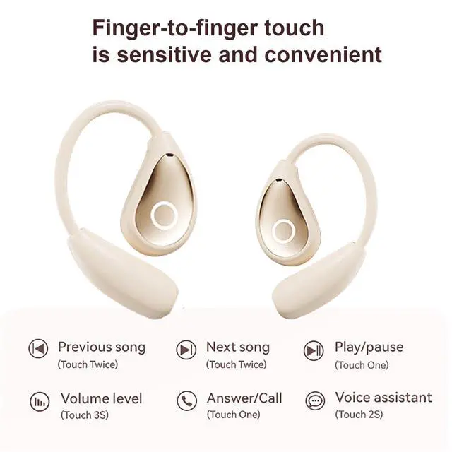 Alt view image 5 of 7 - Open Ear Earbuds Nude Skin Tone, Bluetooth 5.4 Wireless Headphones for Work & Office, Air Conduction Discreet Comfort Fit, Clear Calls, 50H Battery, IP54 for All-Day Wear
